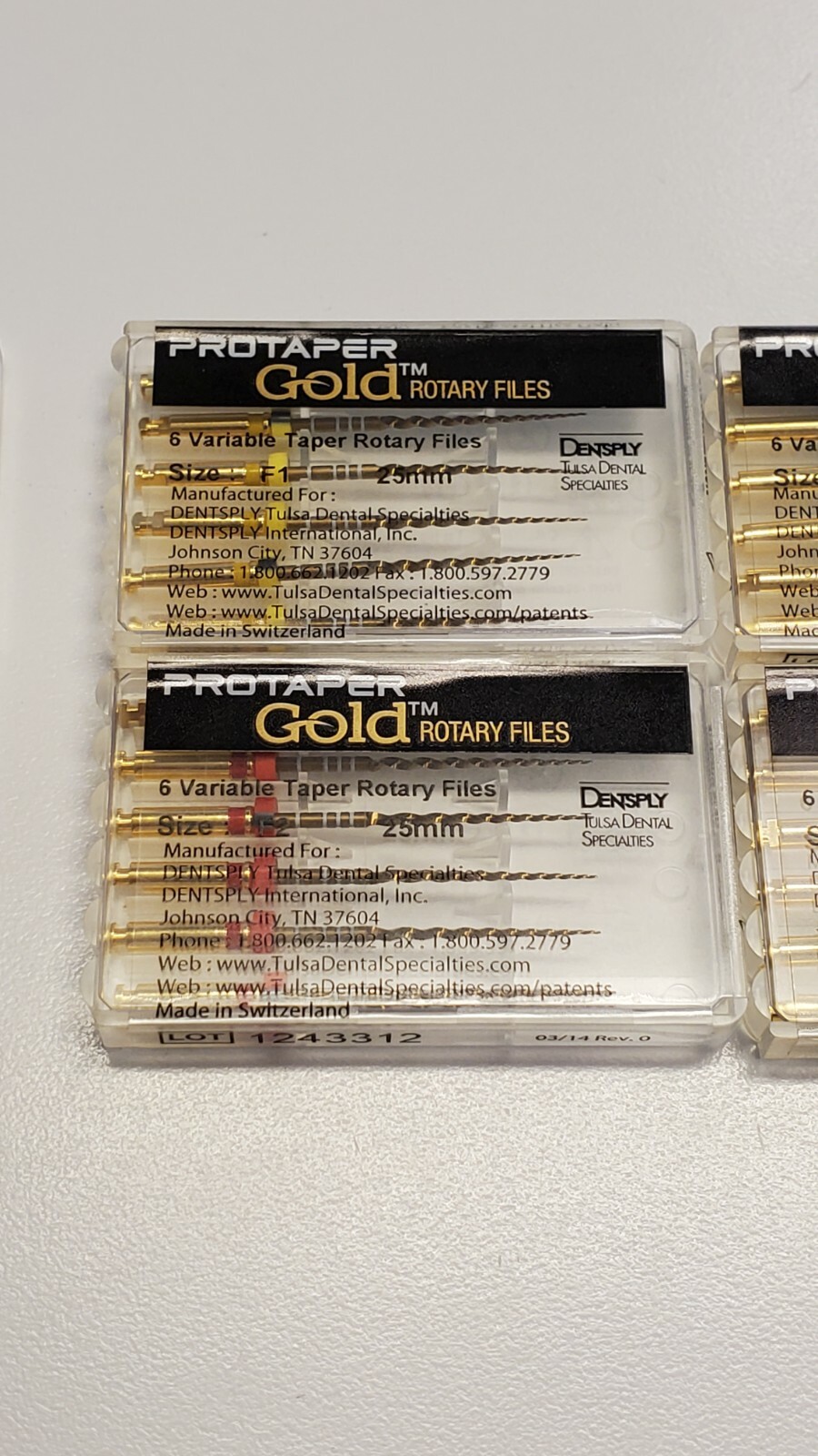 Dentsply ProTaper Gold Rotary Files F1,F2,F3,F4,F5,S1,S2 25mm – 30 files/5 packs