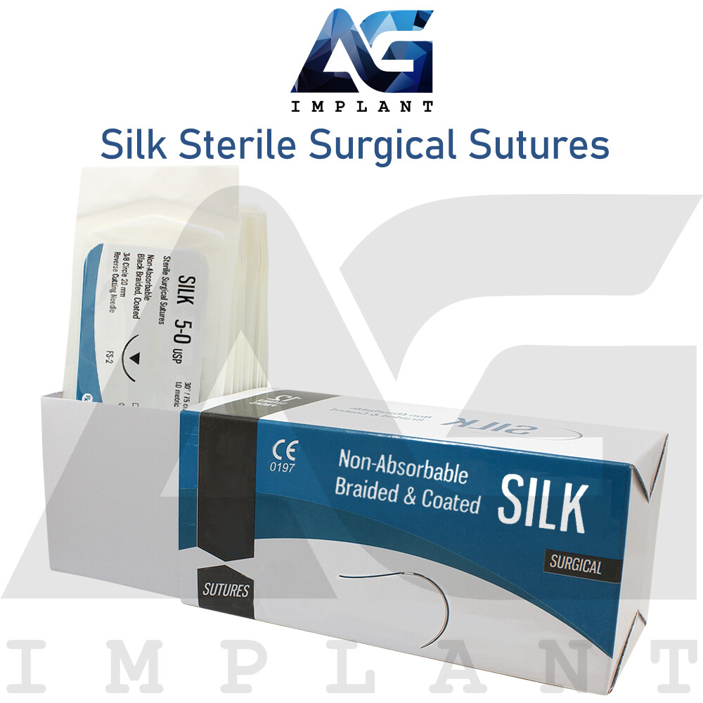 Silk Sterile Training 75cm Sut ures Black Braided 12pcs Box