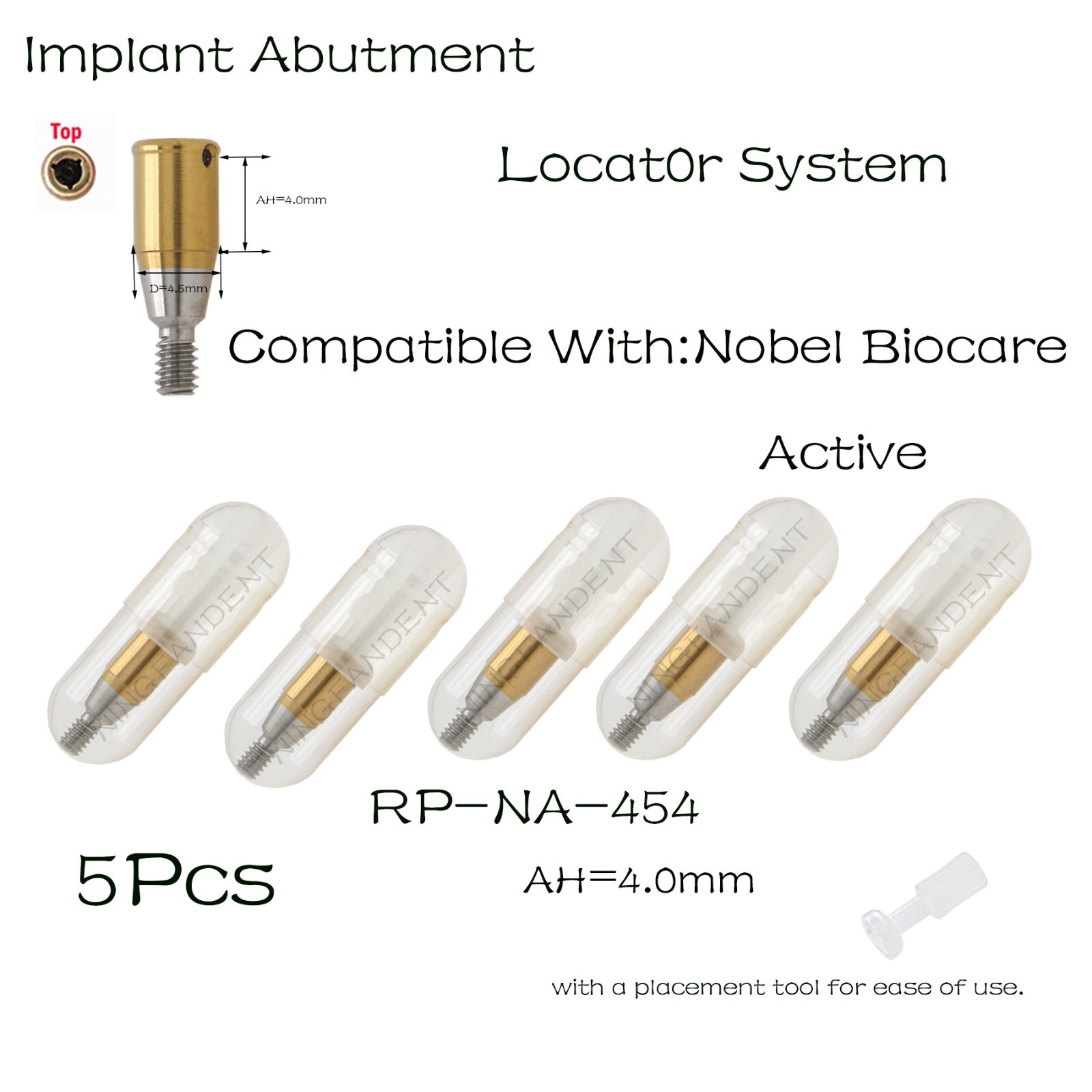 Nobel Biocare Active RP Locator Abutments For 1-5mm GH Conical Connection Ø4.3mm