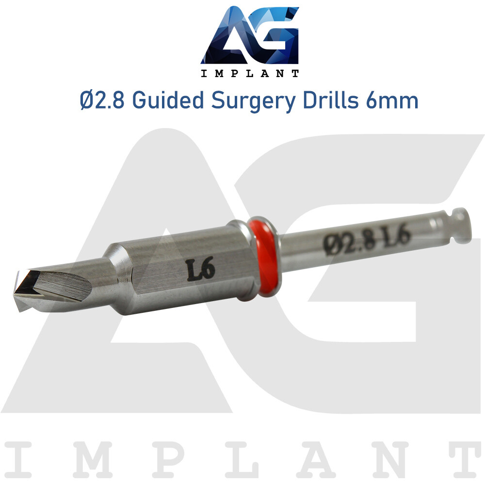1 Dental Straight Guided Stopper Drill 2.8mm Set With Guide Sleeve Red Color