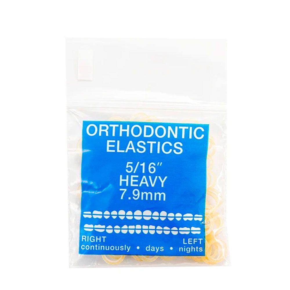 JMU Orthodontic Latex Elastics, Heavy 5/16″, Yellow, 100/Bag