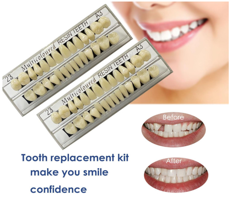 56PCS False Teeth Denture Set Synthetic Resin DIY Replacement A3