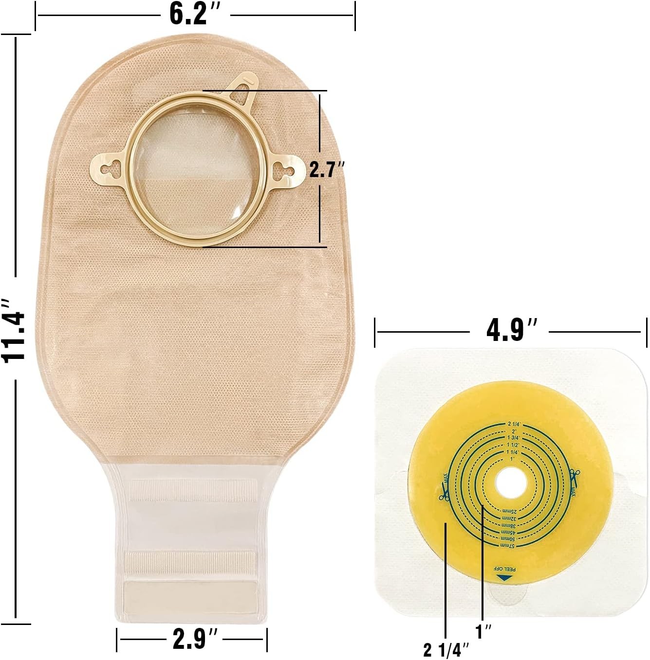 Carbou 21 PCS Ostomy Supplies Colostomy Bags Two Piece 12 Inch (Pack of 21)