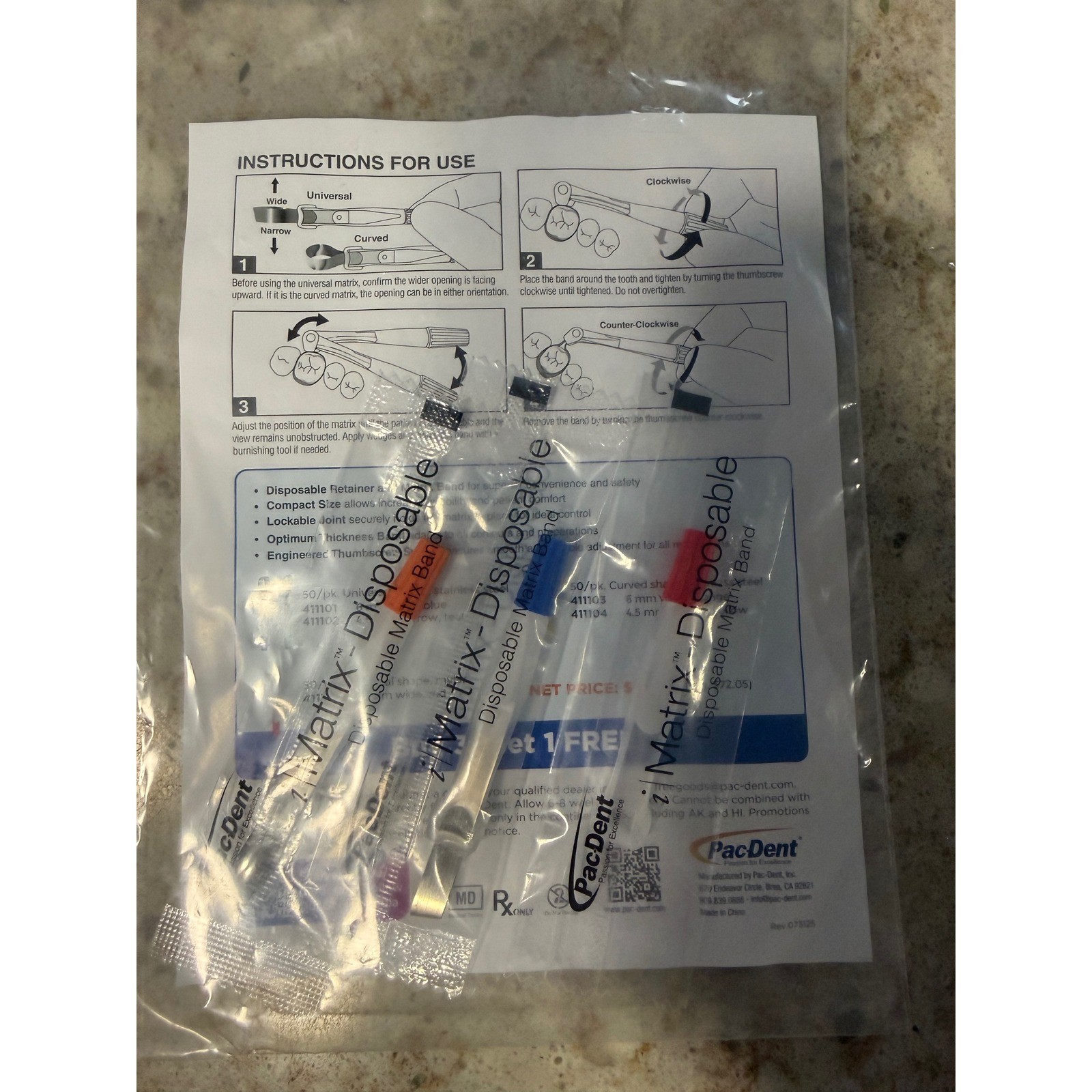 Pac-Dent iMatrix-Disposable Matrix Band Sample Pack 3ct Dental Matrix Bands NEW