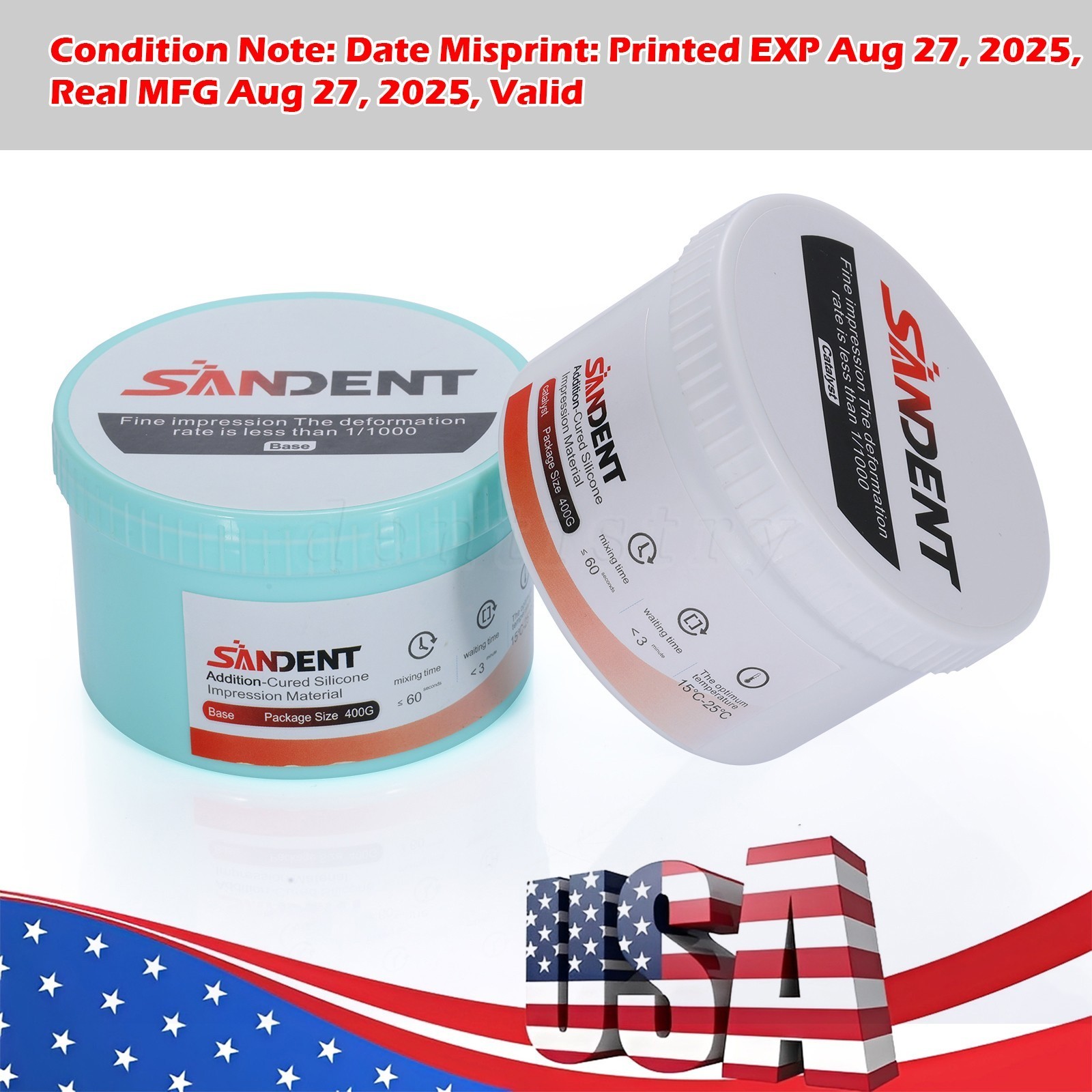Dental Putty Fast Set PVS VPS Impression Material Silicon Hydrophilic 2x 400g US