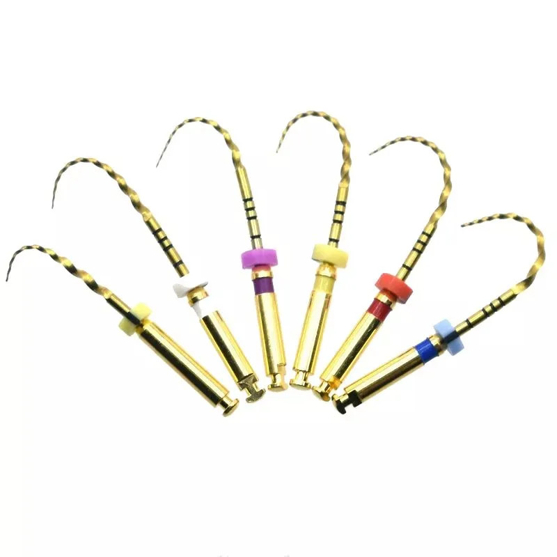 SuperEndo Gold-Flex Rotary Files Heat Activated Gold Rotary NiTi Files Pack of 6
