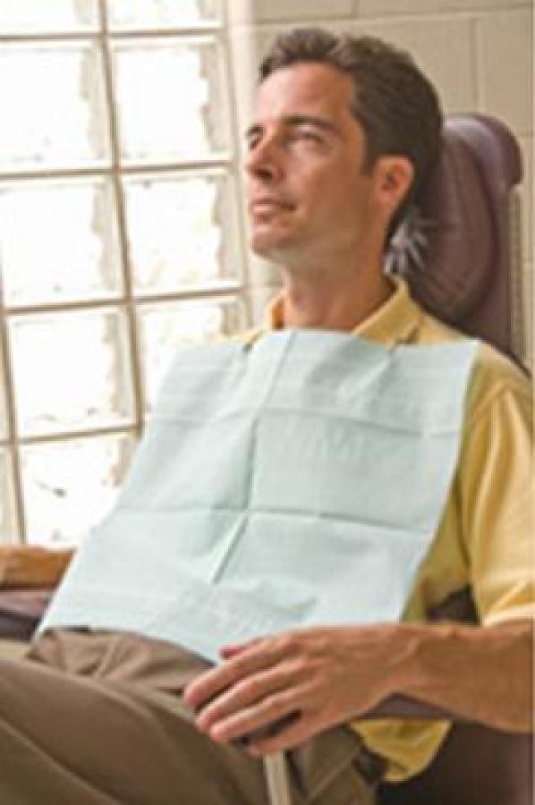 Graham Aqua-Guard Dental Bib, Blue, 16.5×19″, 2Ply Tissue/Poly Backing, 500 Ct