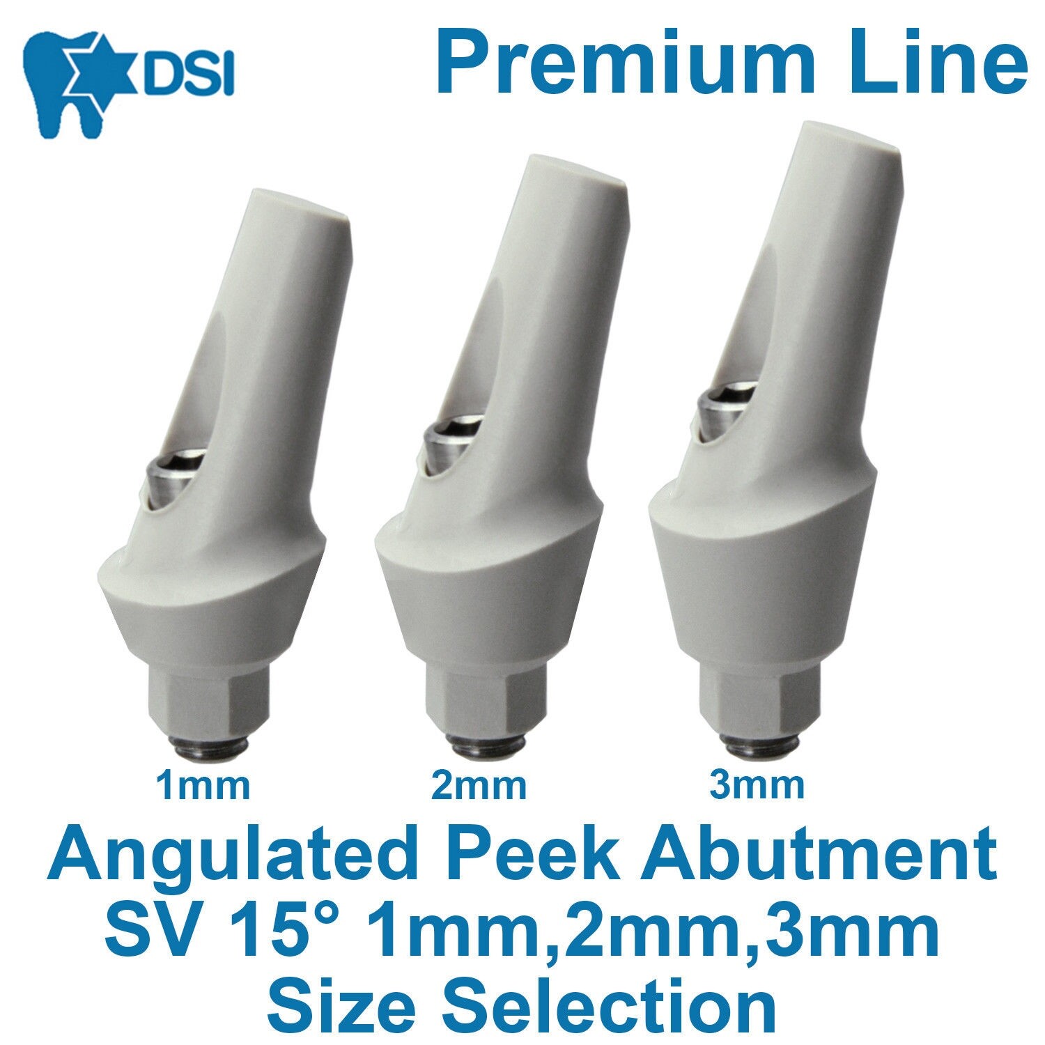 DSI Dental Fixture PEEK Anatomic Angulated Adapter Head 15 Restoration 1-3mm