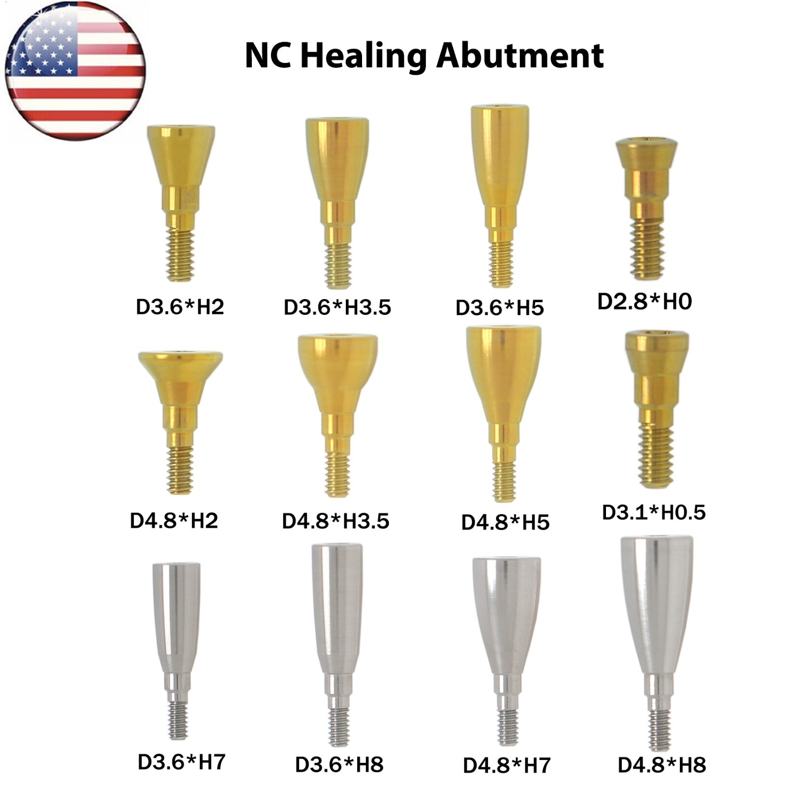 US Dental Mini Healing Abutment NC Ø3.6/4.8mm Closure Caps fit Straumann ITI BLT