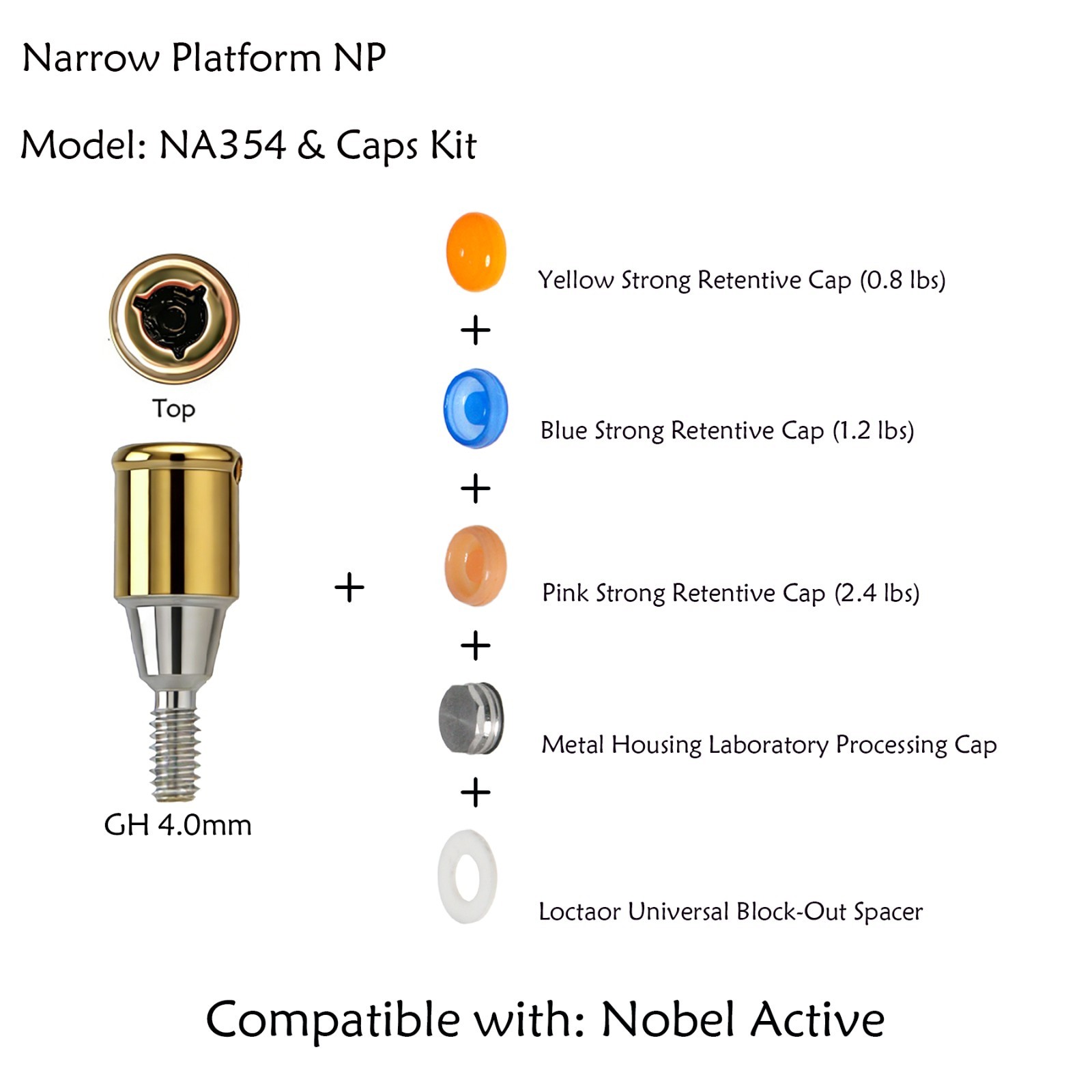 US Locator Tapered Abutment for Nobel Active Biocare Conical Connection NP 1-5mm