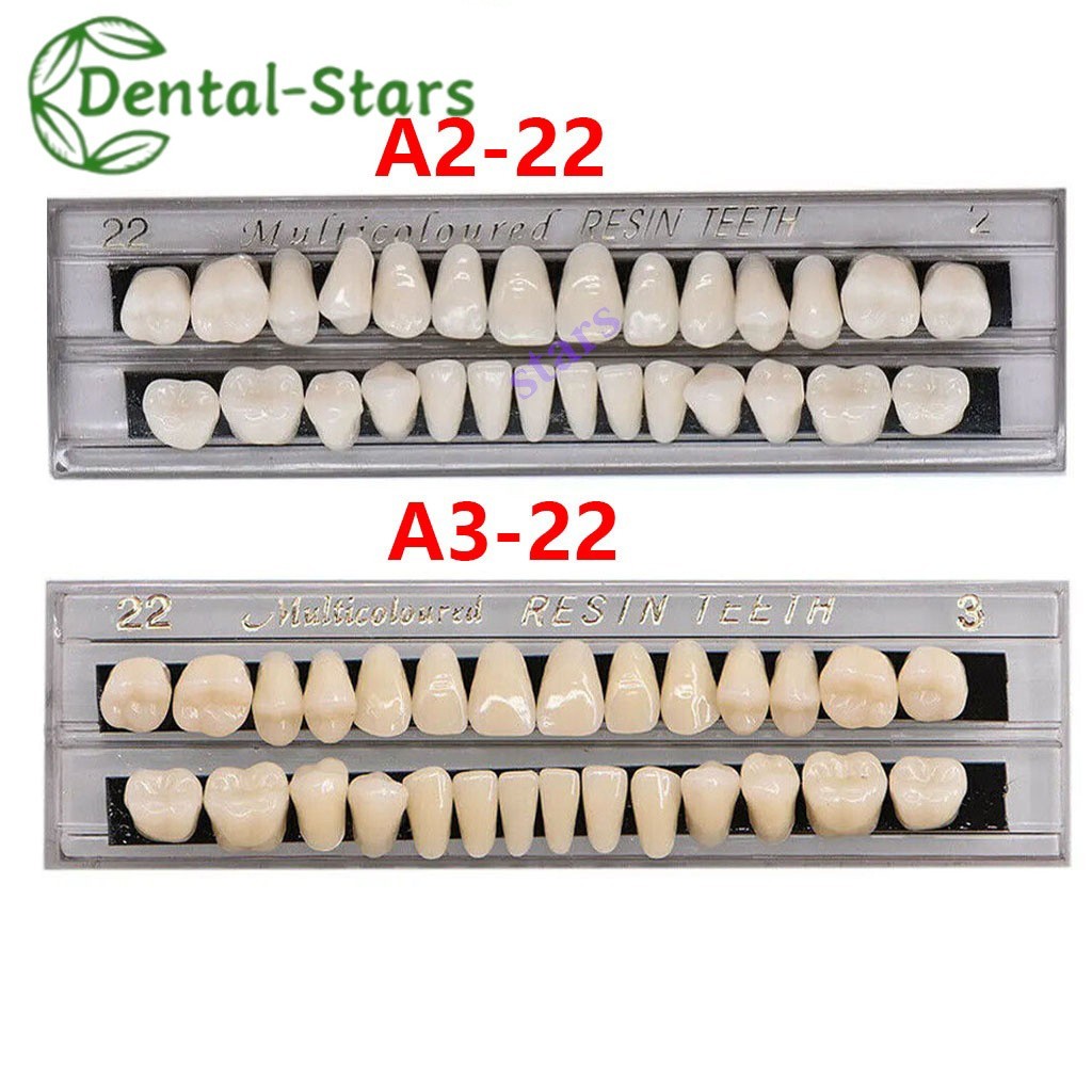 2 Sets Dental Acrylic Denture Resin #22 #23 Shade A2 A3 False Teeth Full Set U+L
