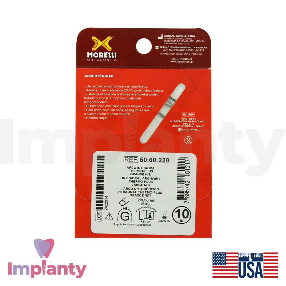 Morelli Orthodontic Alignment NiTi Thermo Plus Intraoral Round Archwire Dental