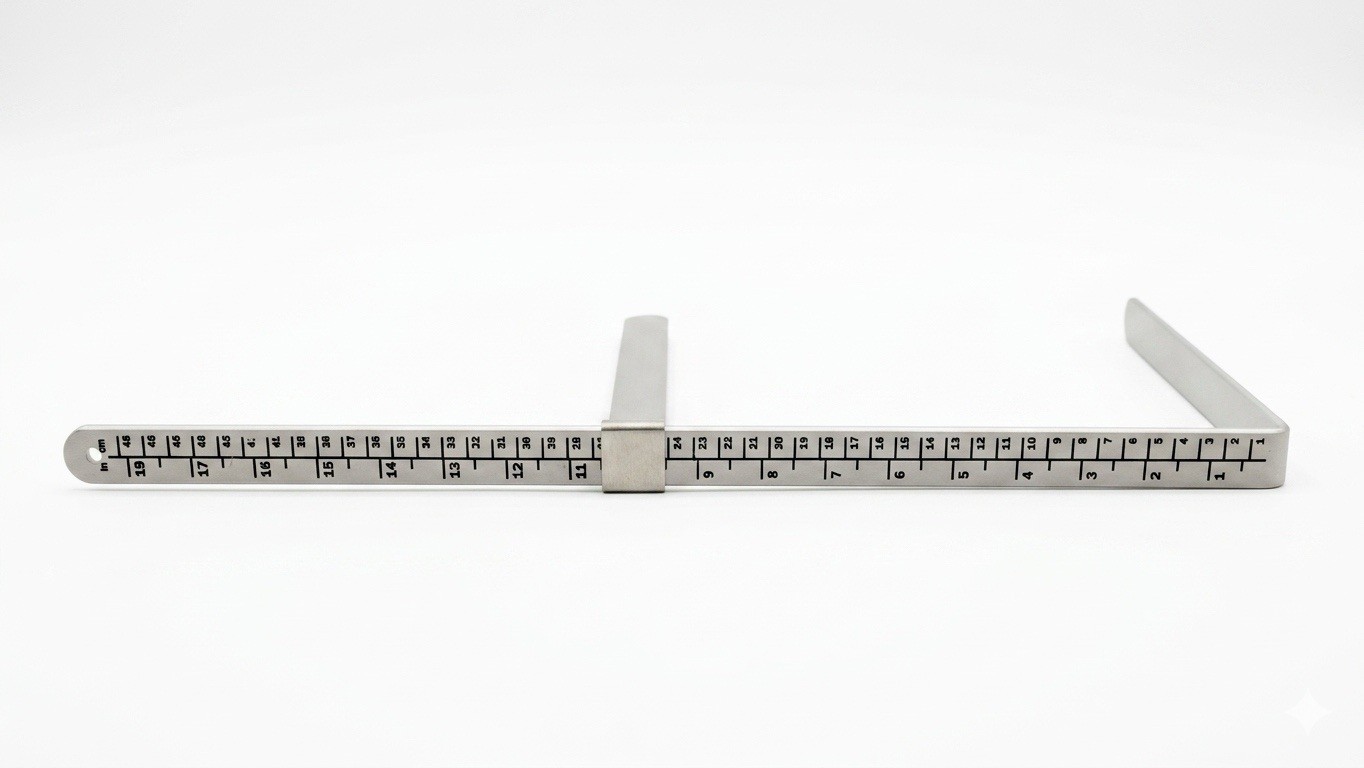 X-Ray Caliper Medical Measurement Tool 18 in 46 cm Metal L-Square