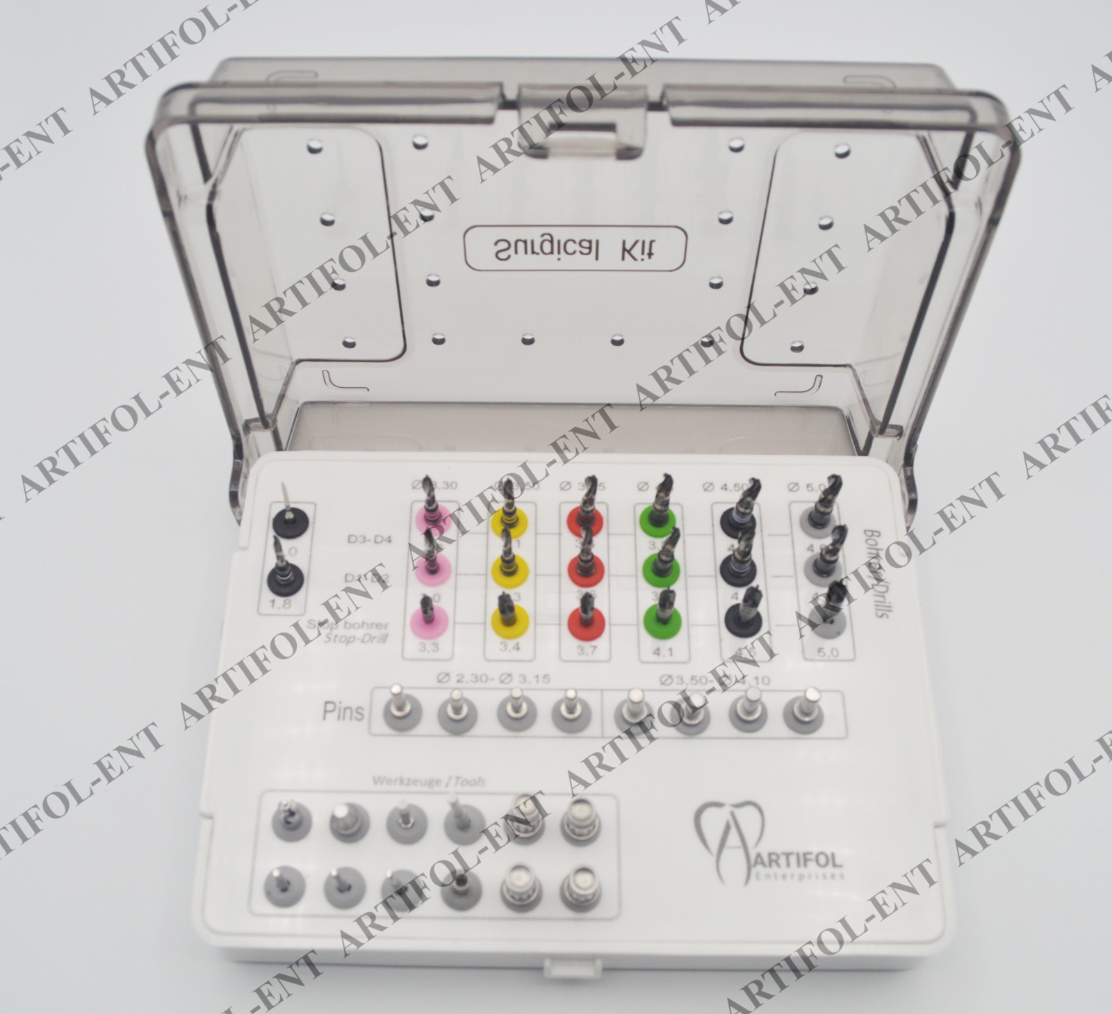 40 Pcs Dental Drills Kit with Stoppers, Guide Pins, Lance Pilot Drills#OS10100