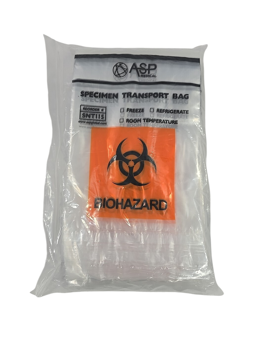 ASP Medical Specimen Transport Bags 6″ x 9″ 100 Count Zip Closure Biohazard
