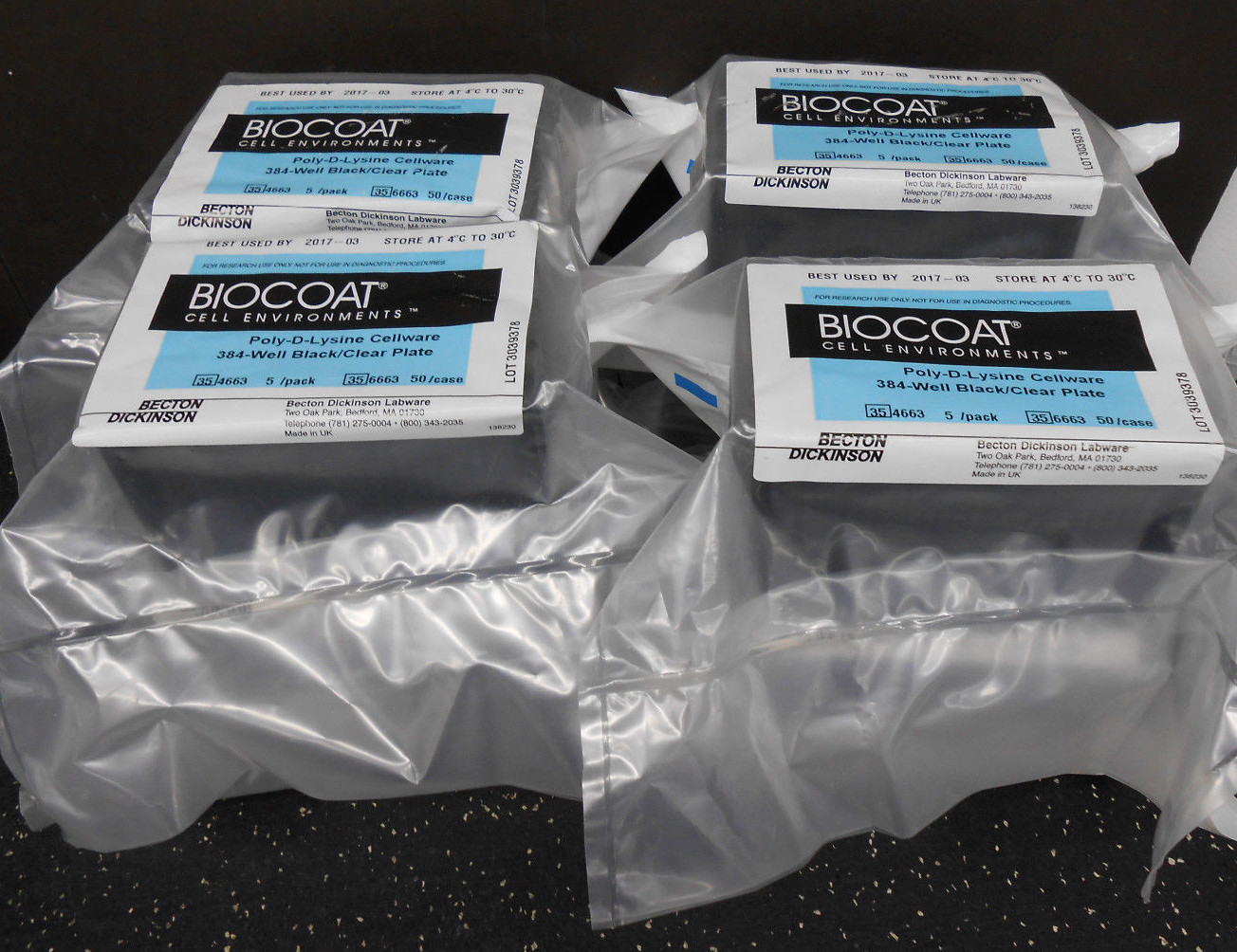 LOT OF 8 BECTON DICKINSON BIOCOAT 354663 POLY-D-LYSINE CELLWARE 384-WELL 5/PK