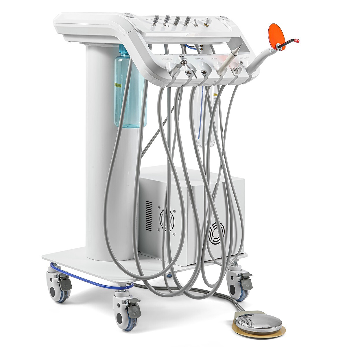 Unidad Dental Portátil 4 Orificios con Compresor y Sistema de Succión 3 Vías