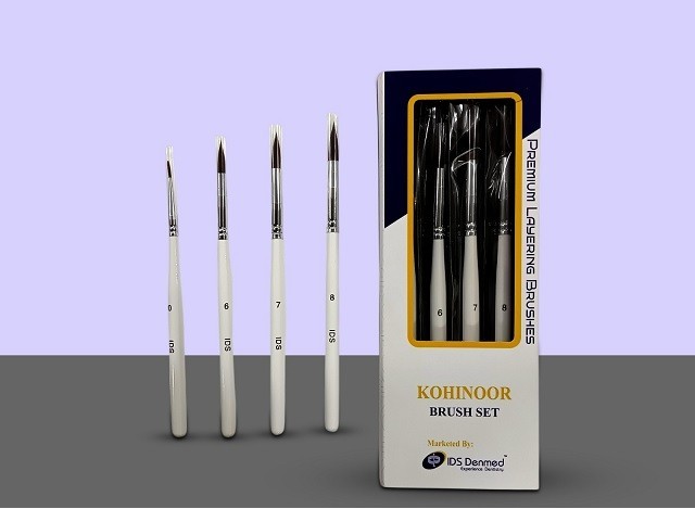 Dental KOLINSKY Porcelain & Glazing Premium Brush Pack of 4 for Dental Labs