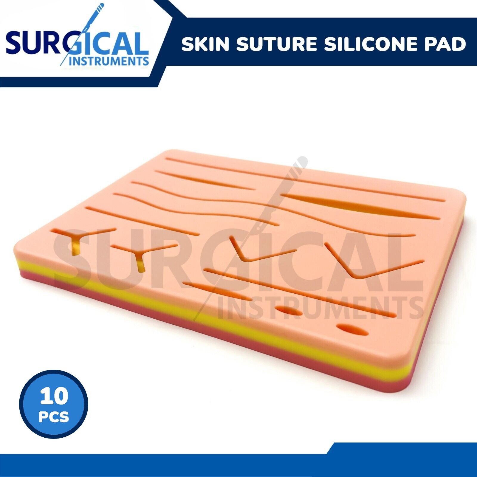 10 Pcs Skin Suture Practice Silicone Pad Wound Simulated Surgical Training Kit