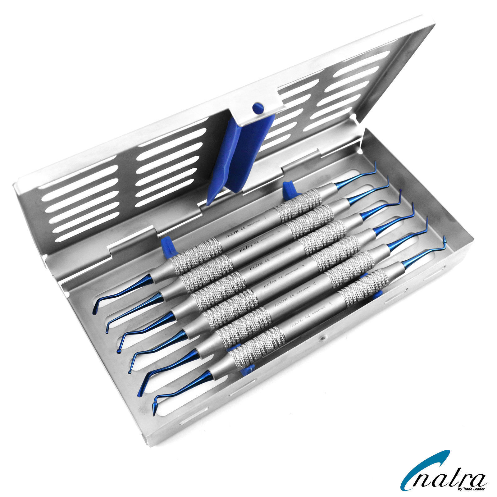 6 Composite Dental Filling Instrument Probe Scaler spatula heidman + TRAY NATRA