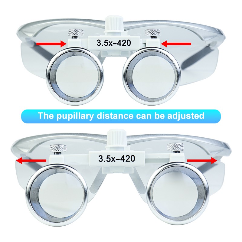 2.5X 3.5X Dentist Loupes Dental Binocular Glass Magnifier with 3W Led Light