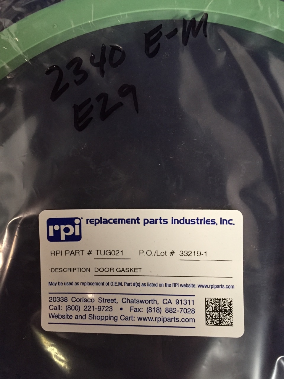Door Gasket Seal for 2340M & EZ9 Tuttnauer Sterilizer RPI Serial #8806 & ABOVE