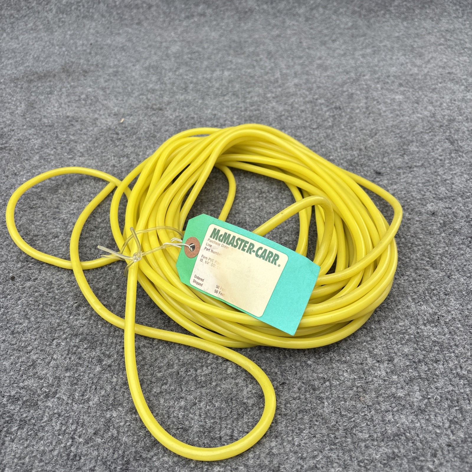Yellow Firm PVC Plastic Tubing 1/8″ ID 1/4″ OD Yellow 9446K21 (50ft)