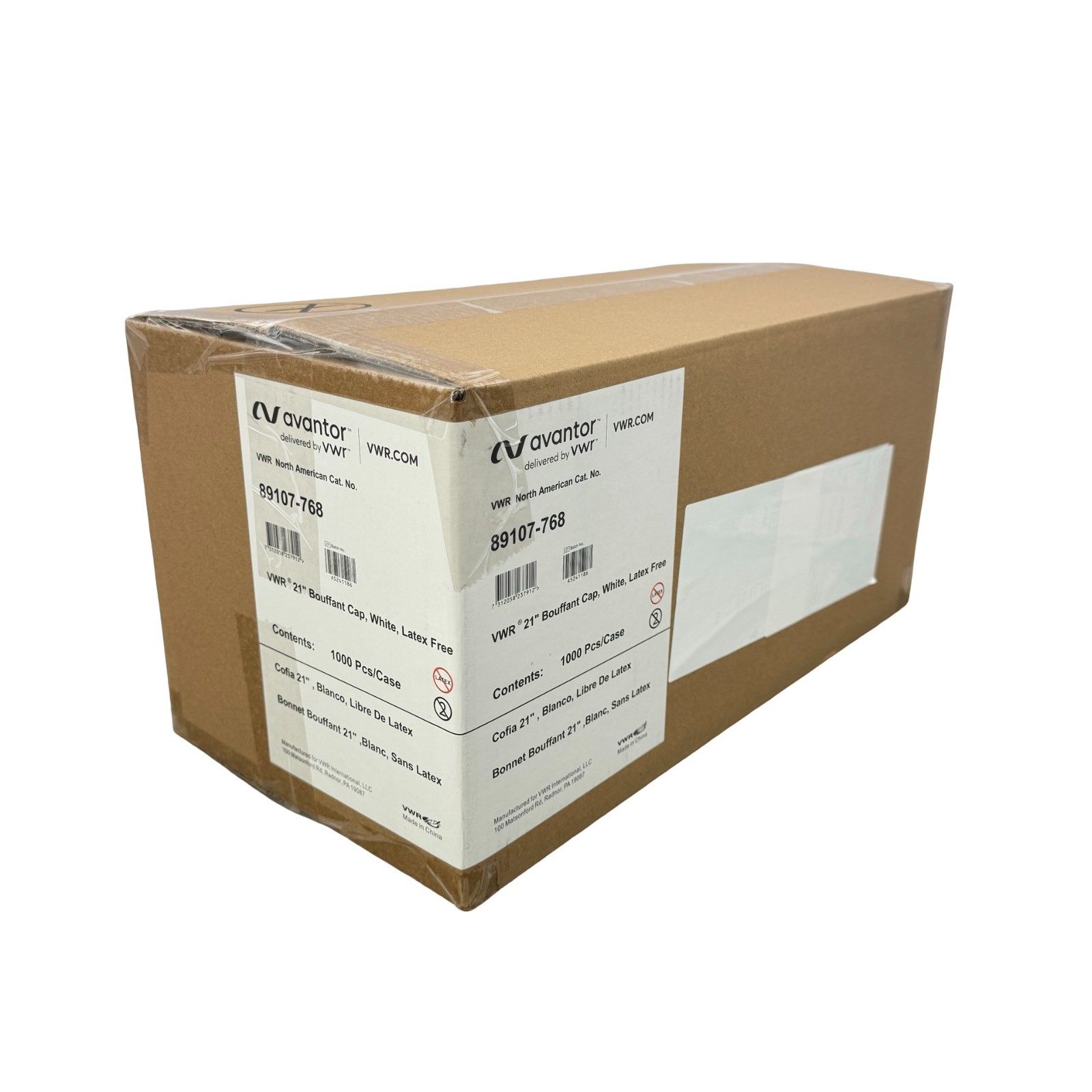 VWR 89107-768 21″ Bouffant Cap, White, Latex Free 1000PCS