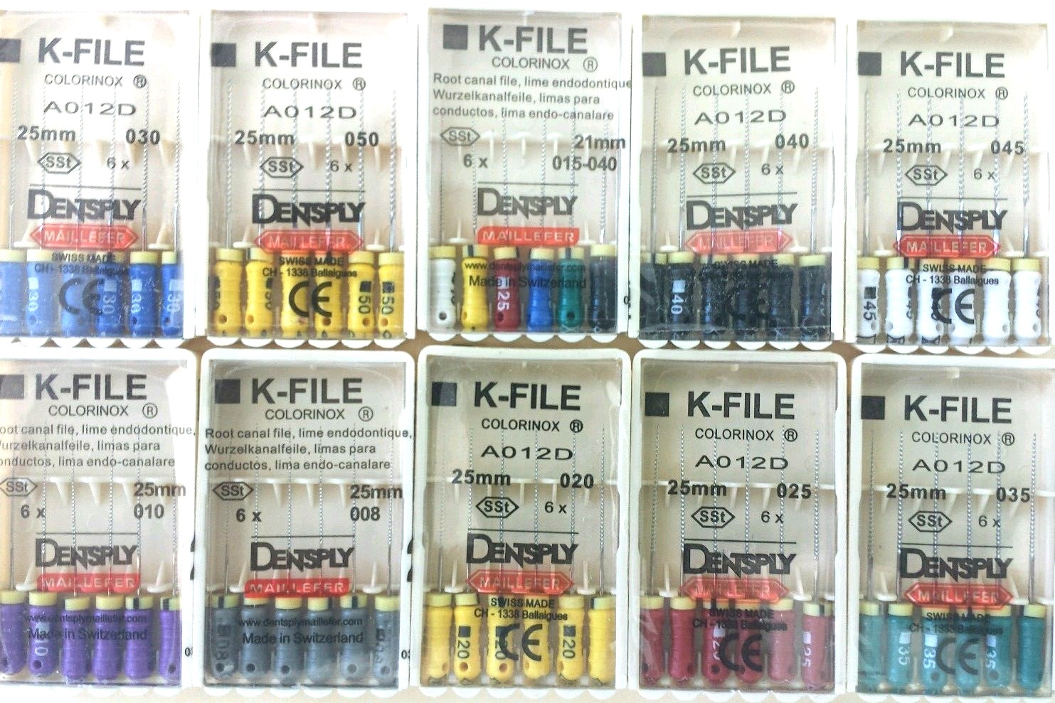 Dentsply Maillefer K-File Endodontic Dental Files 10 Packs Assorted 21mm