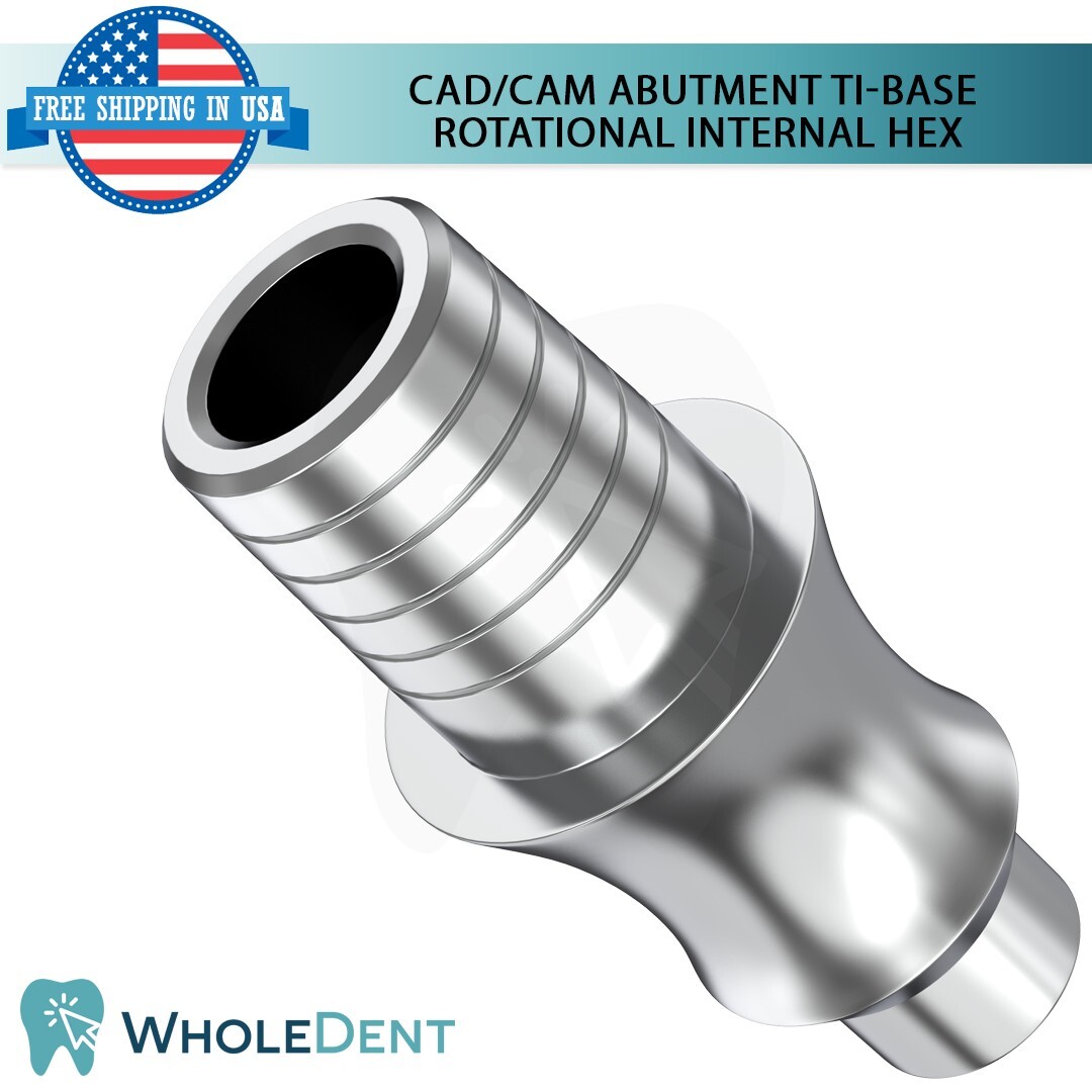5x Dental Rotational Concave Titanium Base Int Hex 2.42mm CAD/CAM Prosthetic