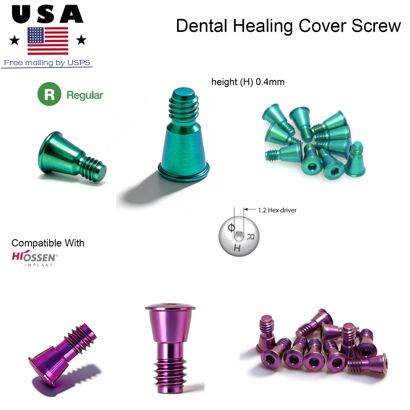 Dental Cap Ti Healing Abutment Cap Gingiva formers Mini Regular Platform Fit Oss