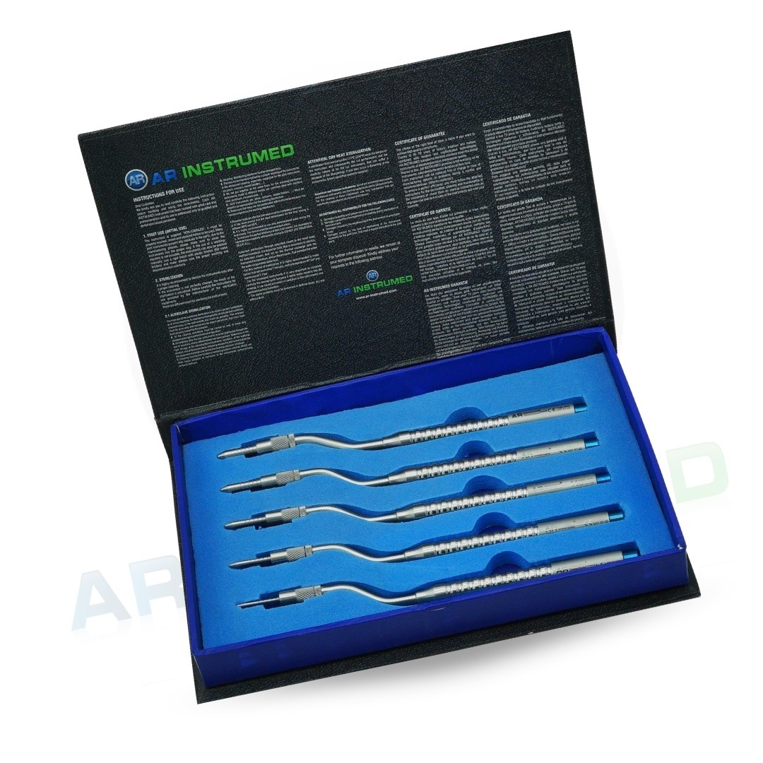 AR 5 Pcs Convex Bone Spreading Osteotomes Curved Dental Implant Set German