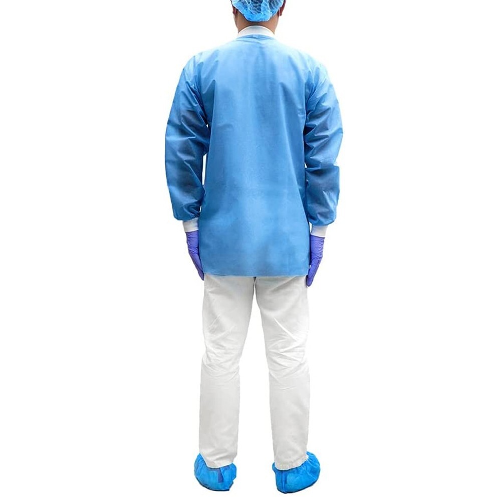 Pack of 10 Disposable Lab Jackets, Unisex Hip-Length Lab Coats 45gsm M-2XL