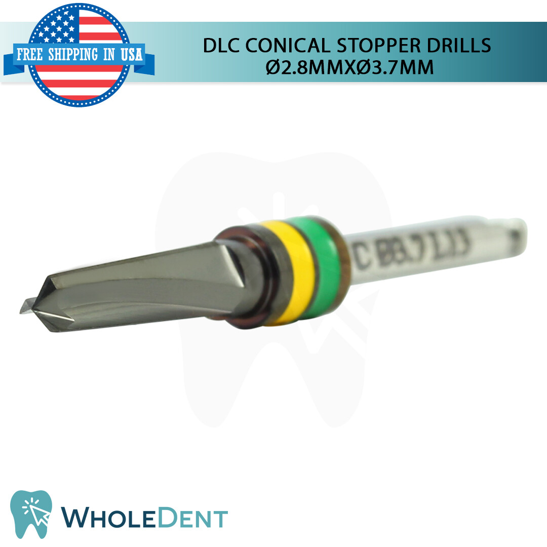 DLC Conical Integral Stopper Drill Ø2.8XØ3.7 Dental Im plant Tool Instrument