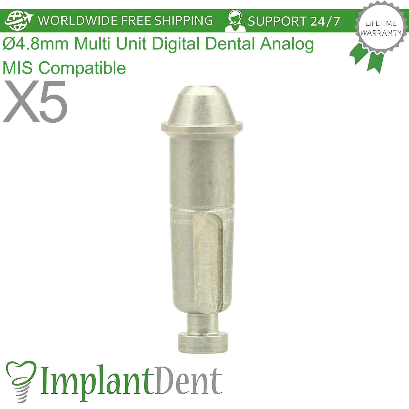 X5 Ø4.8mm Multi Unit Digital Dental Analog MIS Compatible Accurate Replica