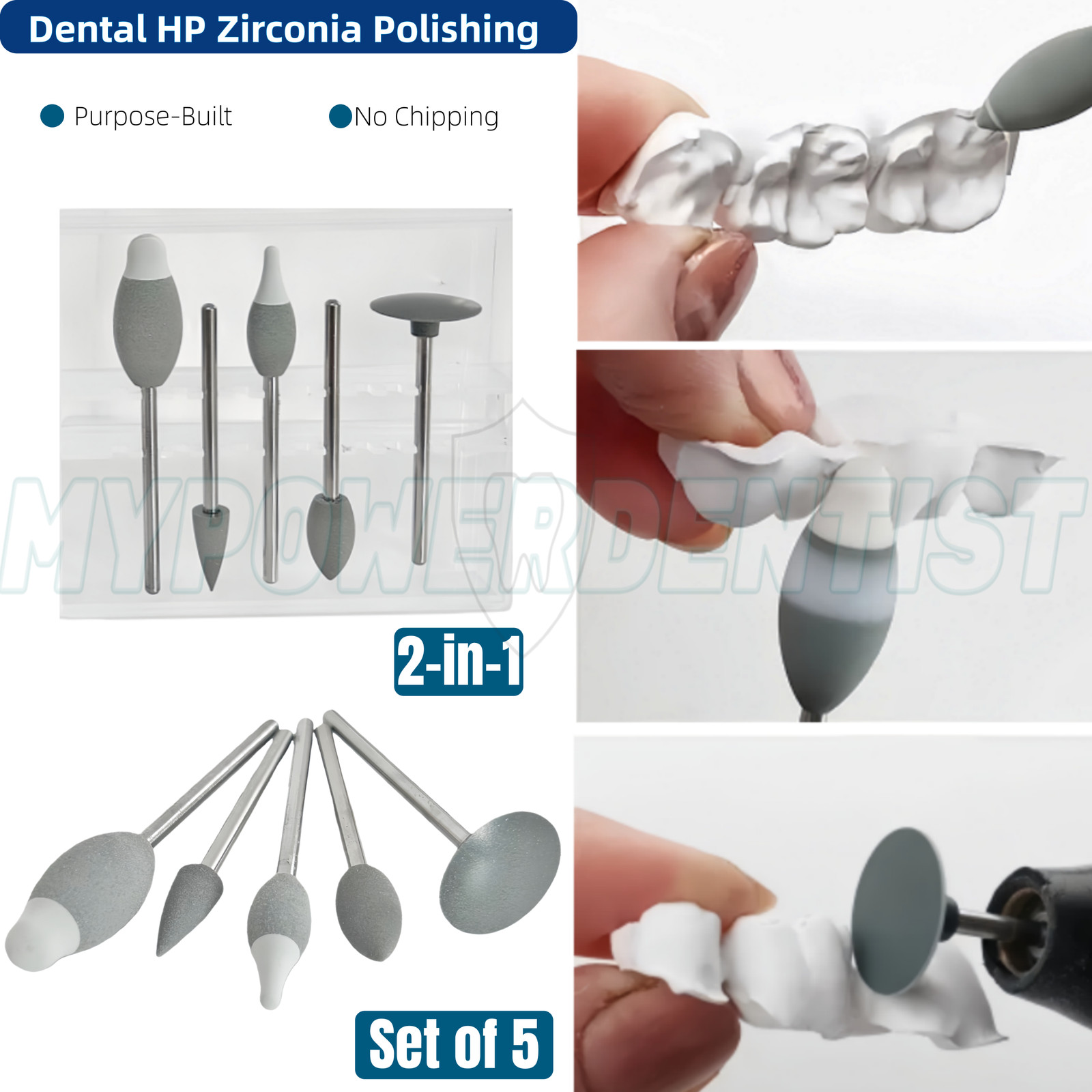10Pcs Dental HP Zirconia Polishing 2-in-1 ZIRCON Polishers Pre-sintered Grinding