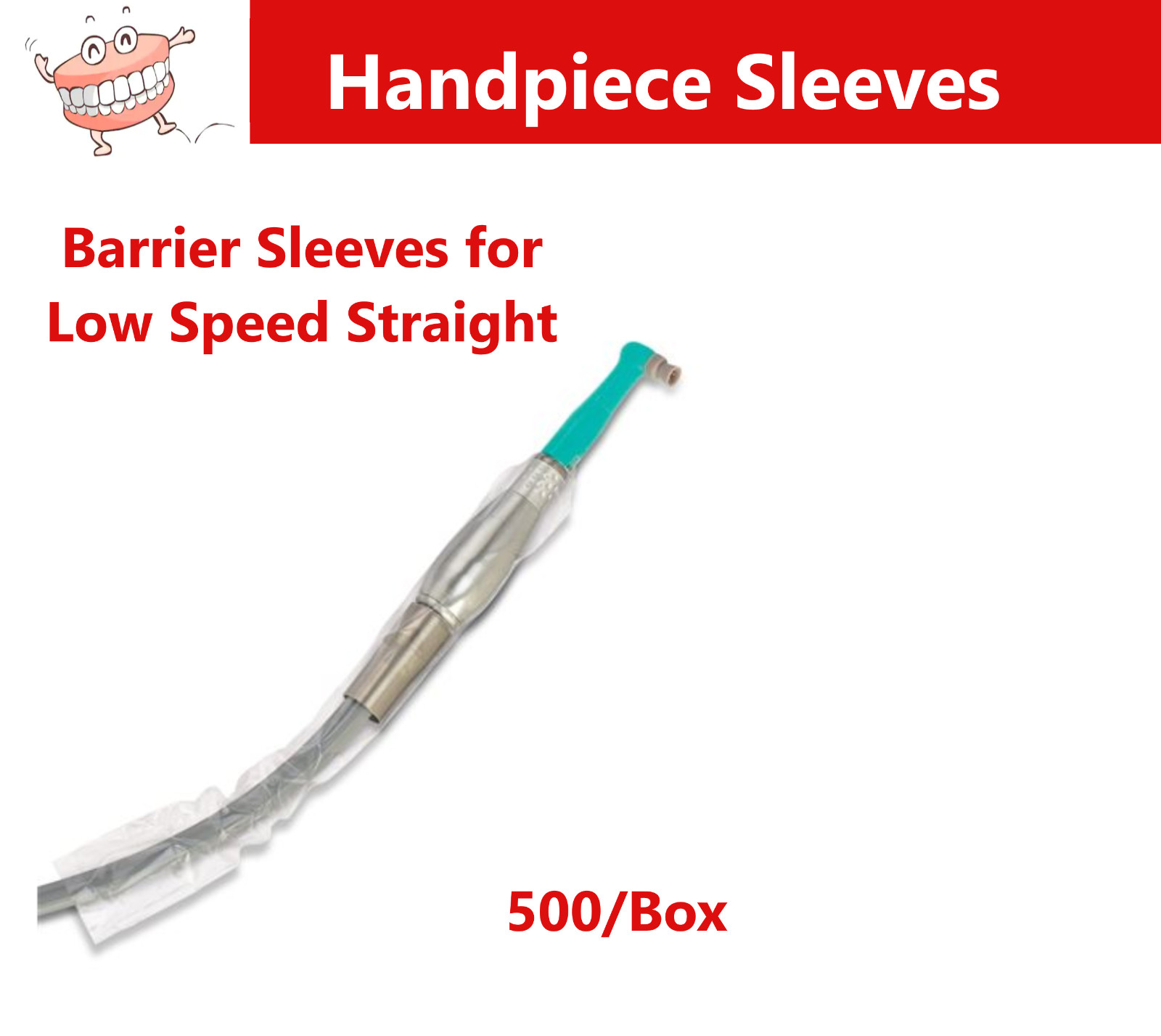 Dental Low-Speed Straight Barrier Sleeves, Handpiece Plastic Covers 500/Bx