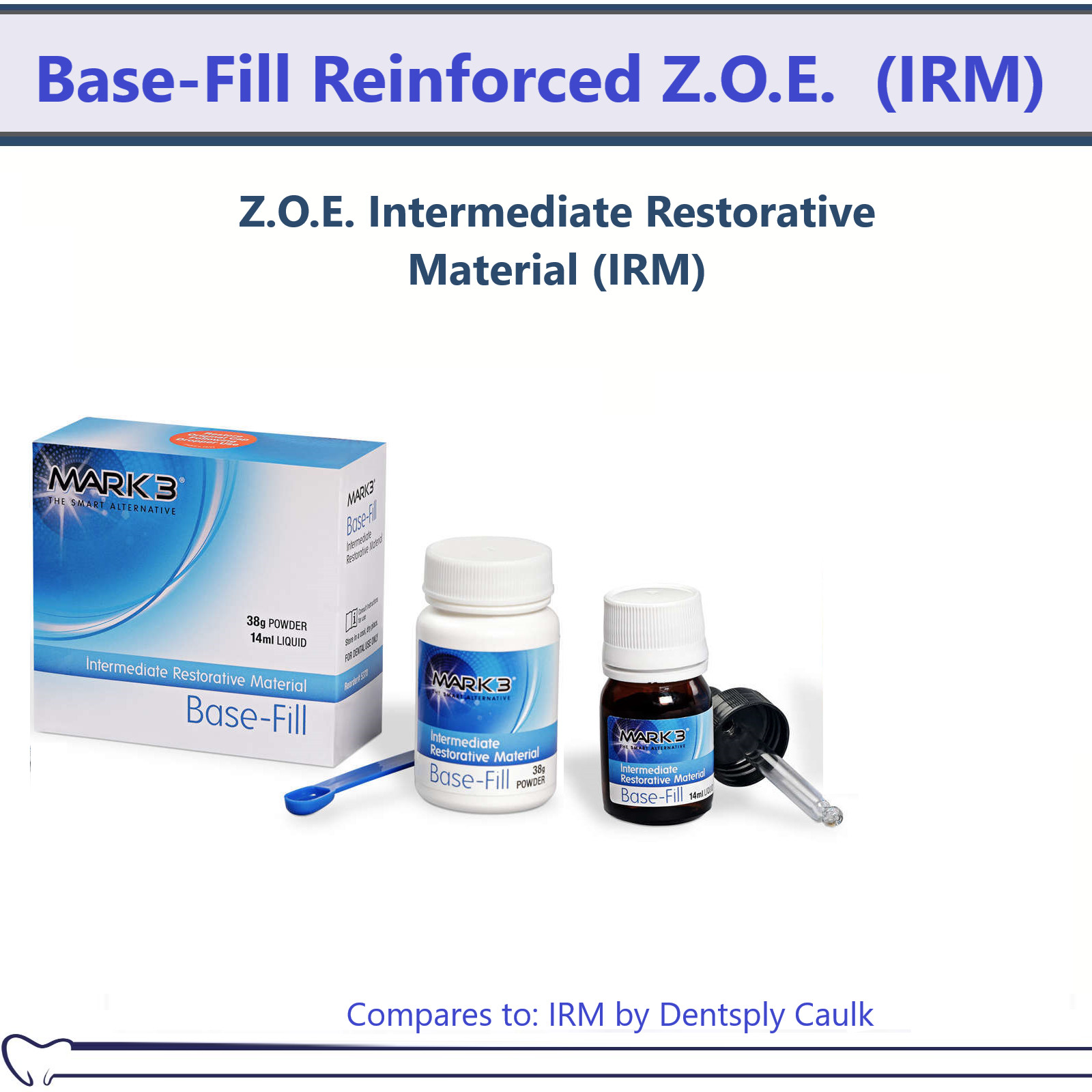 MARK3 100-5370- Base-Fil Reinforced Z.O.E. Cement (IRM) 50 g Powder 15 mL Liquid