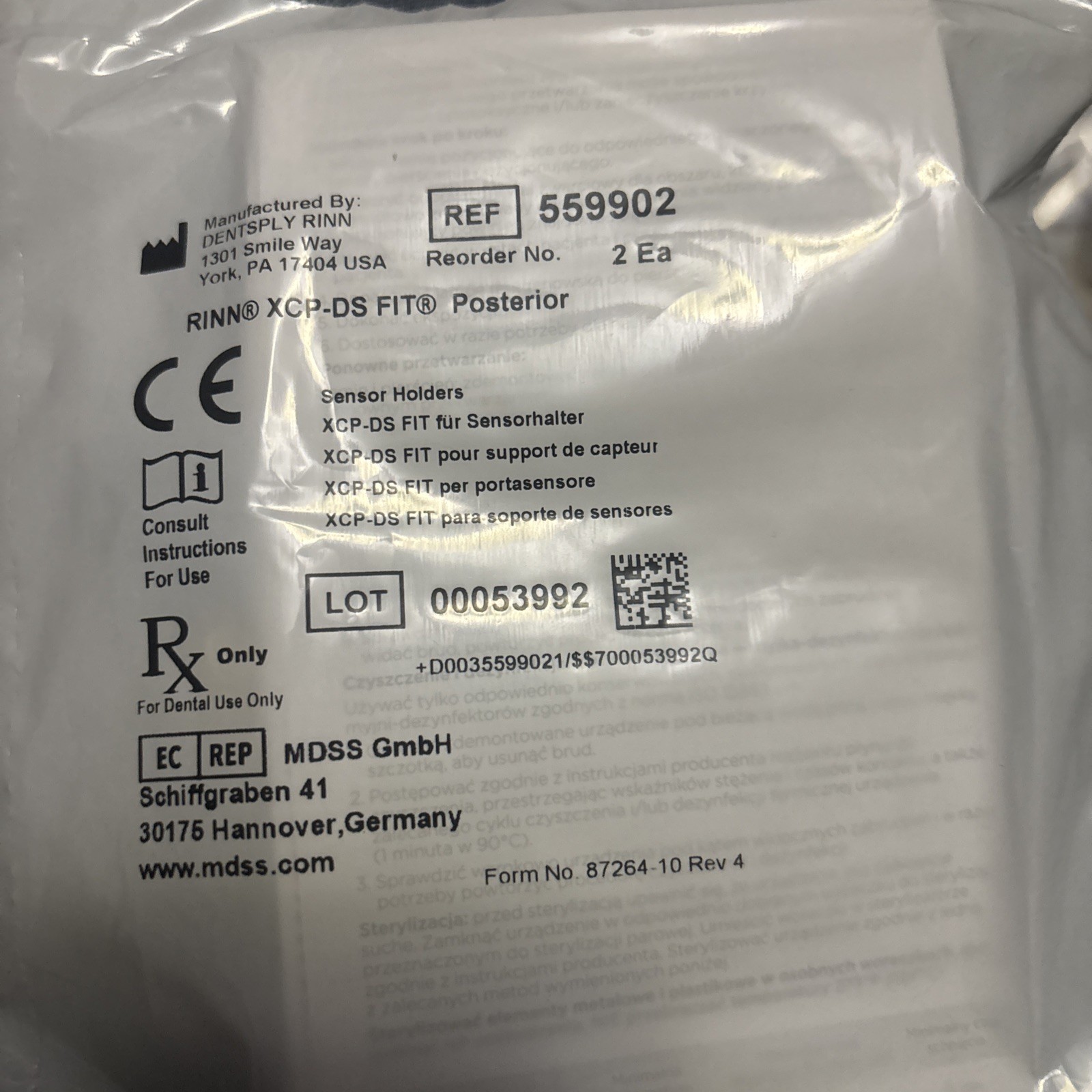 Dentsply XCP-DS Fit Sensor Holder Dental XRAY Posterior Biteblock pack of 2