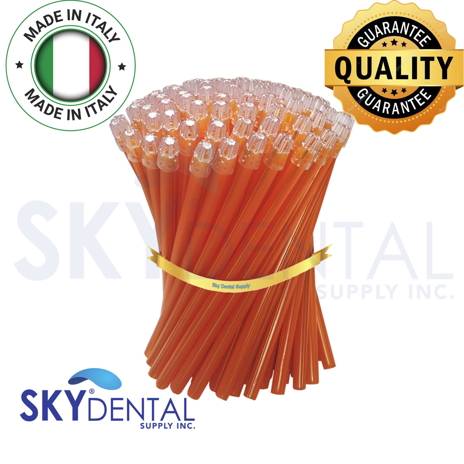 4500x Saliva Ejector Translucent Orange with Clear Tips Made in Italy