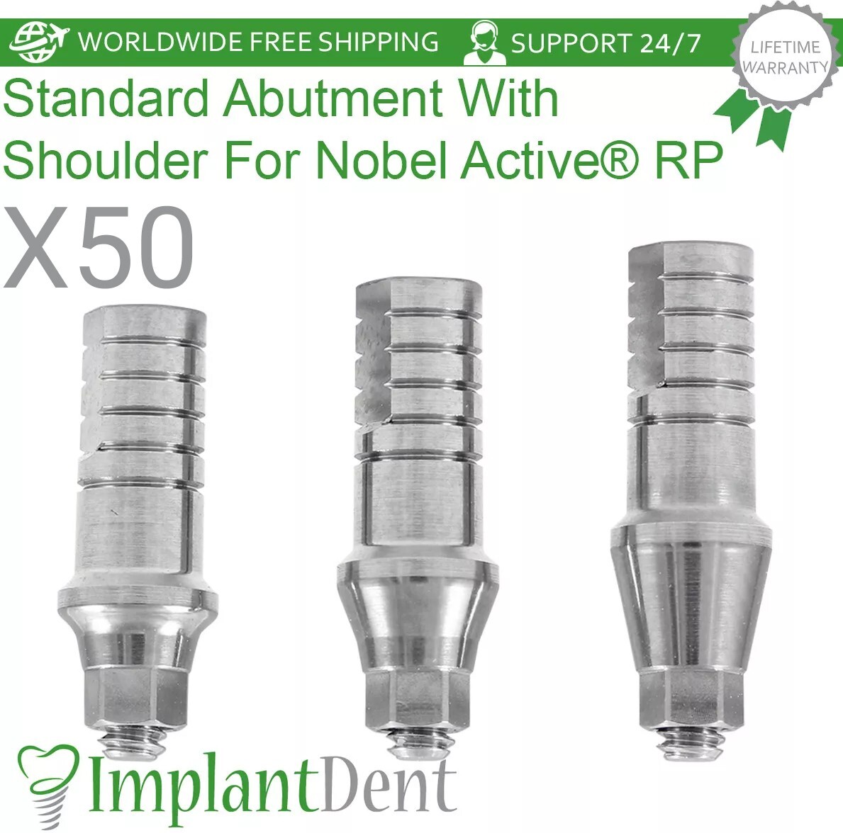 50x Dental Straight Shoulder Prosthetic 4.0mm Regular Platform Conical Hex 2.65