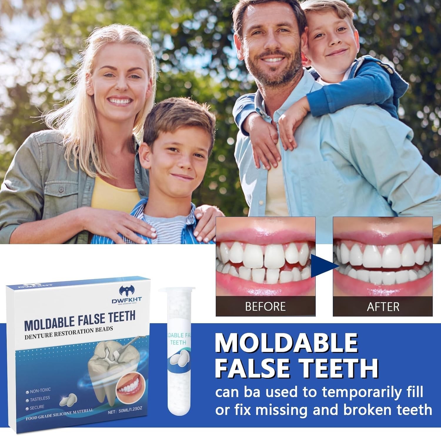 Teeth, Tooth Replacement Missing Teeth, Teeth Filling Kit Permanent with Tool,