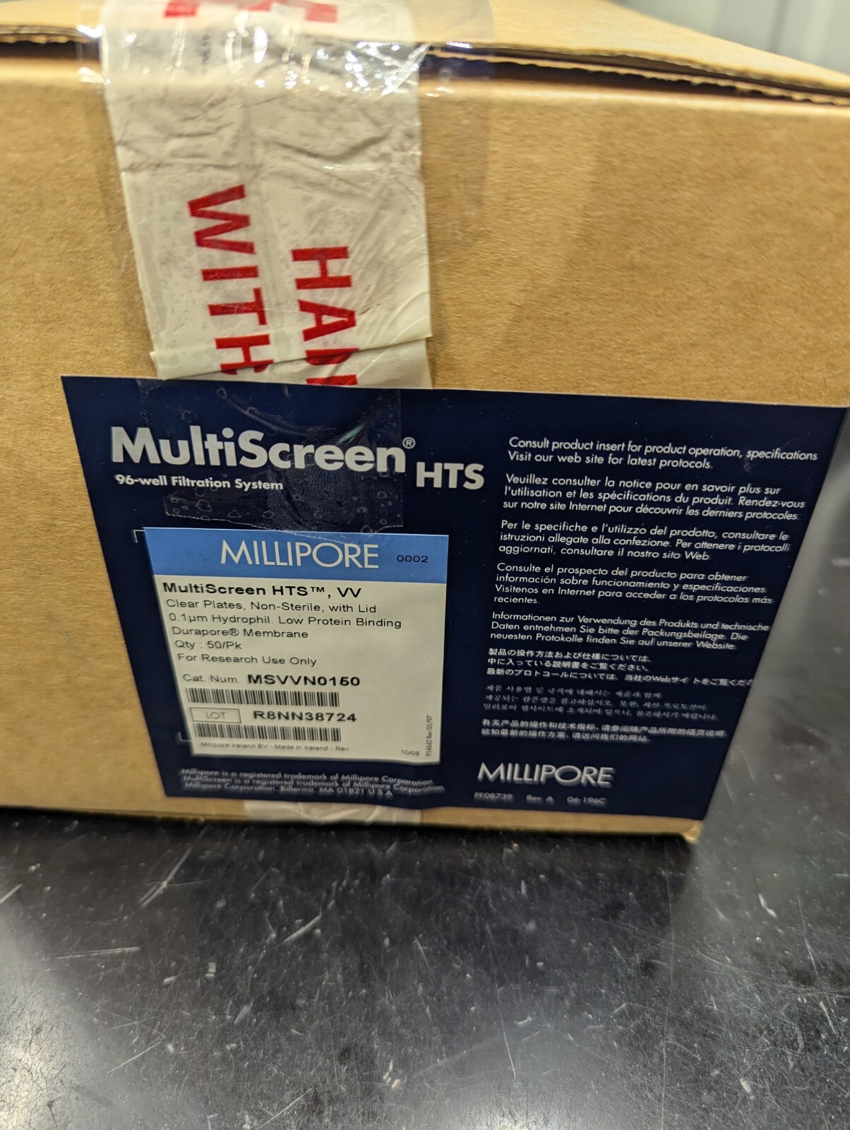 Millipore MultiScreen HTS VV MSVVN0150 Multiwell Plates 0.1um Clear Lid 96 Well