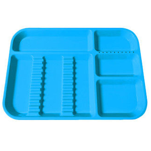 Plasdent Dental Instrument Divided Setup Trays Size B Neon Blue 10/Pack