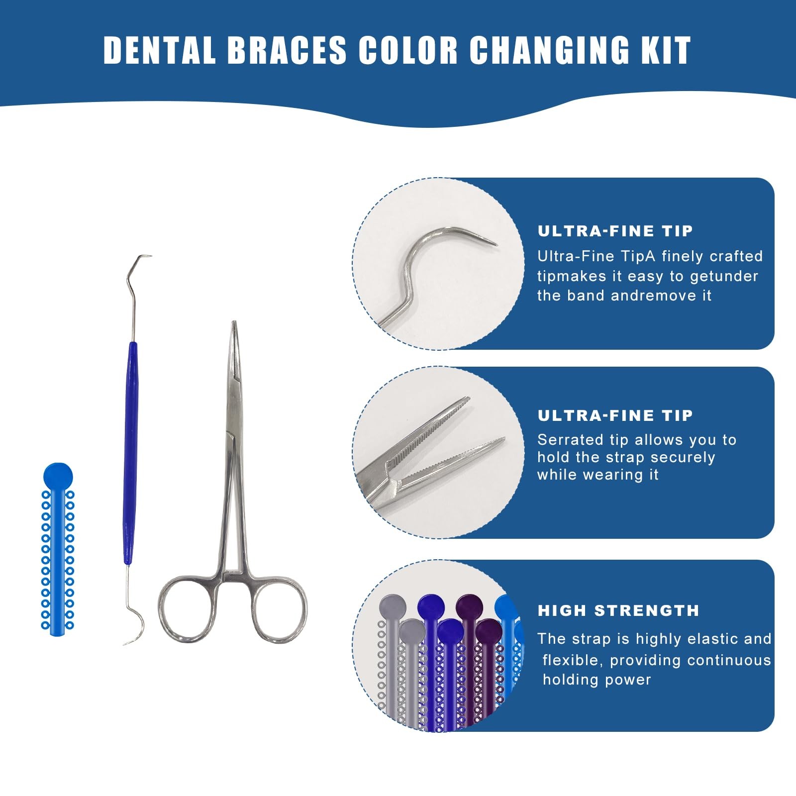 TTKBHHQ-Multi-Color Orthodontic Ligatures 2080 Pieces and DIY Tools, colorful