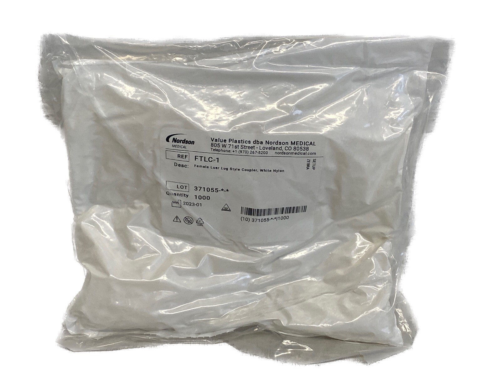(1000) NORDSON VALUE PLASTICS Nylon Female Luer Lug Style Coupler White FTLC-1