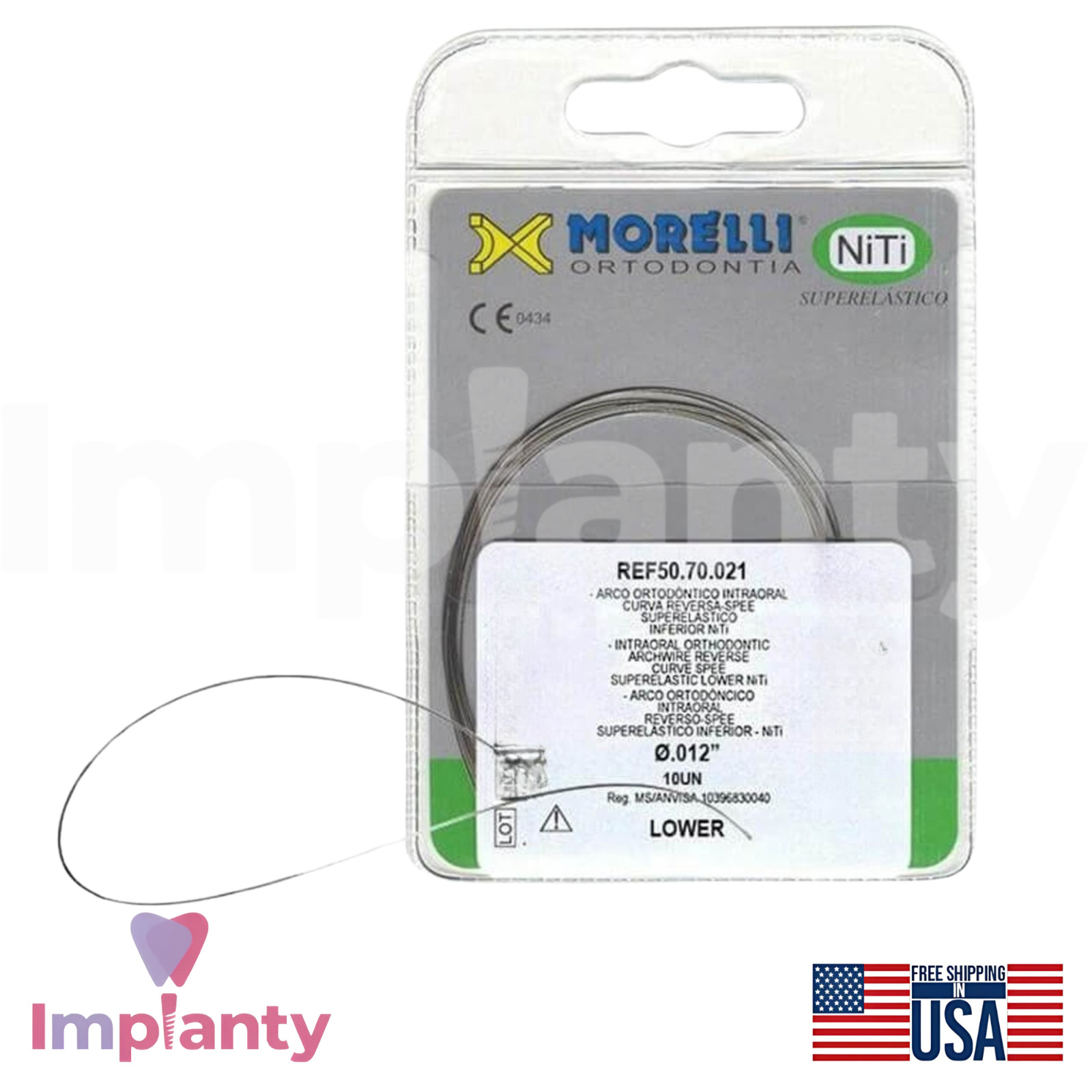 Morelli Reverse Spee NiTi Rectangular Archwire 10 Wires 0rthodontic Alignment