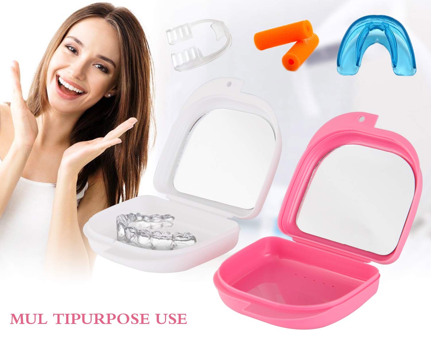 Retainer Case with Mirror, Mouth Guard Case, Orthodontic 2 Count (Pack of 1)