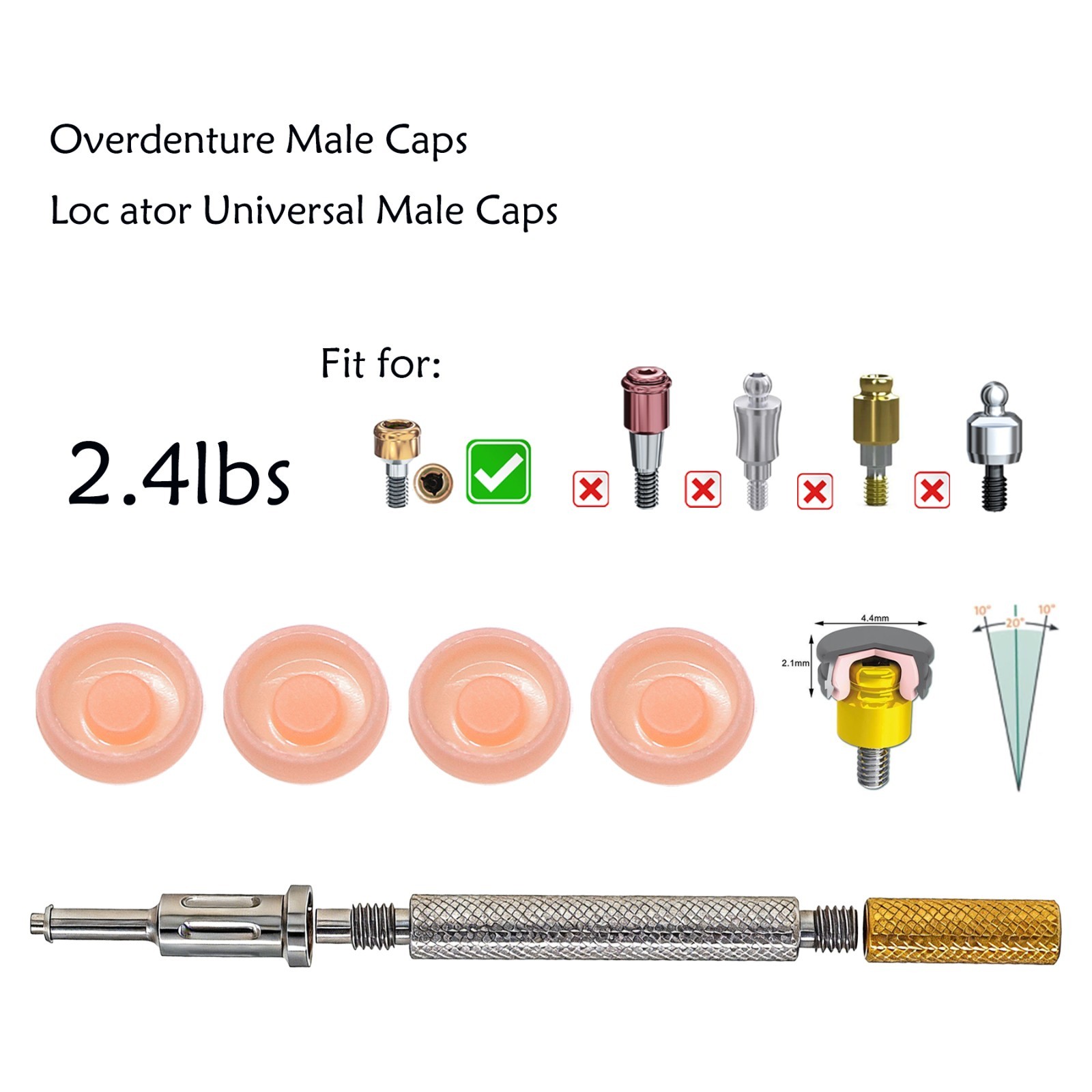 US Universal Implant 2.4lbs Retention Caps Insertion Extraction Remove Core Tool