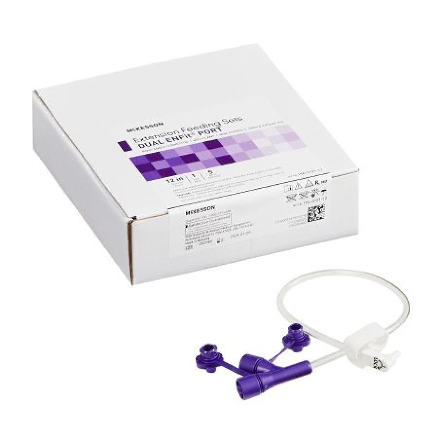 McKesson Enteral Feed Extend Set 12″ Enfit YPort Right Angle Connector/Clamp 30